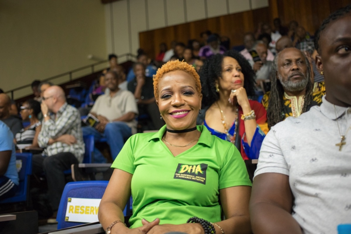 Donna P. Hope speaking at the Dancehall Archive launch at UWI Mona, 2018